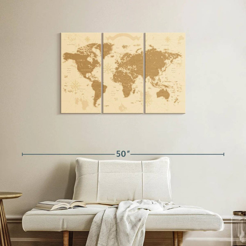 'Amber World Map, 24" H x 38" W