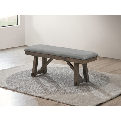 Wooden Diningbench W/ Fabric Cushion + Plank Support by Millwood Pines