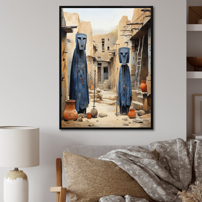 Tribu africaine Dogon Mali II - reproduction sur toile, H 32 po x l 24 po x P 1 po, Toile avec cadre flottant noir