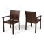 Ensemble de 2 fauteuils de salle à manger d'extérieur Alison, bois d'acacia brun à lattes
