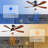 52 Inch Indoor Ceiling Fan With 3 Color Dimmable 5 ABS Blades Remote Control Reversible DC Motor Black With Led Light