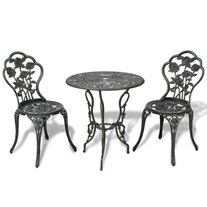 Barreto 3 Piece Bistro Set Cast Aluminium, Green