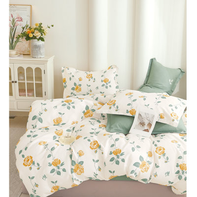 Blooming Casa Rose Print 100% Cotton Reversible Comforter Set Queen