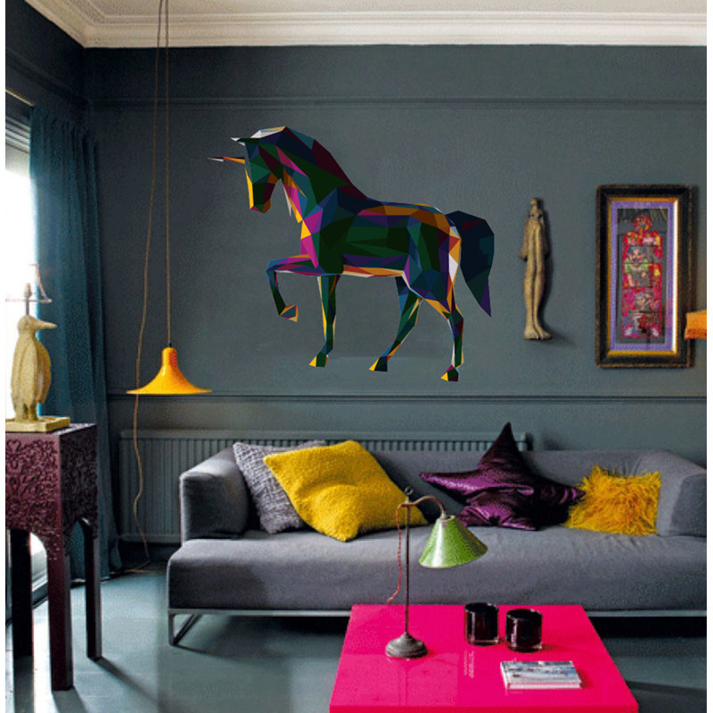 Adhésif décoratif licorne polygonale, H 33 po x l 33 po