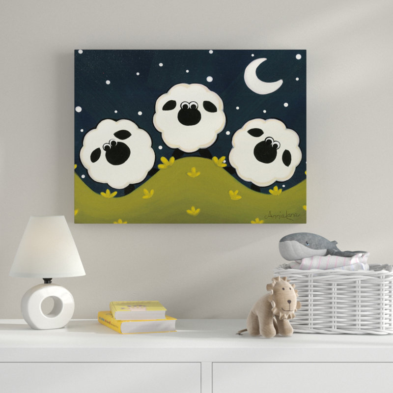 « trois ovins on hill », art sur toile, H 18 po x l 24 po x P 2 po