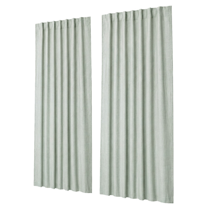  100% Blackout Curtains Thermal Linen Look Pair Ready Made 46x54 in Green
