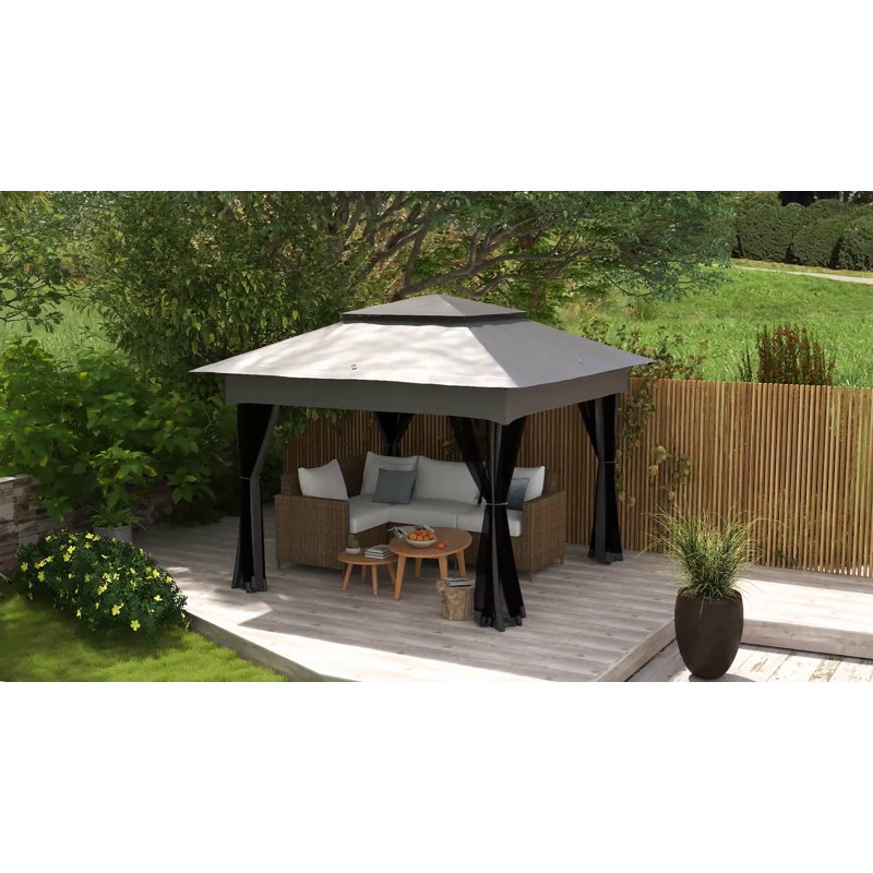 Outsunny Blue Pop-Up Gazebo with Mesh Sidewalls