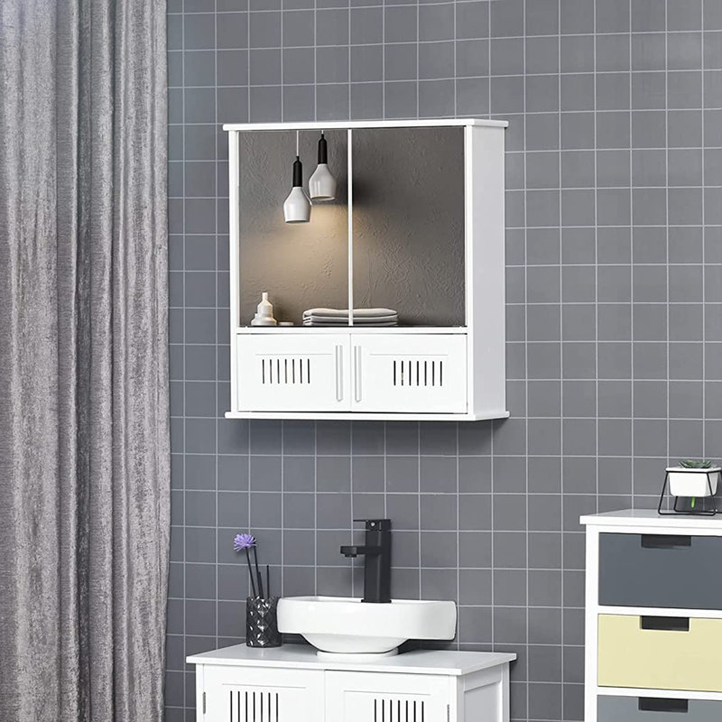 Pawel 55mm W 60mm H Surface Frameless Medicine Cabinet Mirror 1 Fixed