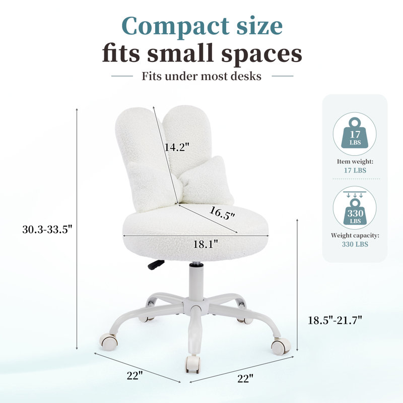 Fauteuil de bureau réglable en tissu, Blanc