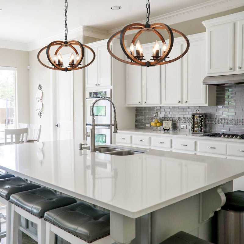 Geometric Kitchen Island Lighting 6 Lights Farmhouse Chandelier for Dining Room Pool Table Rustic