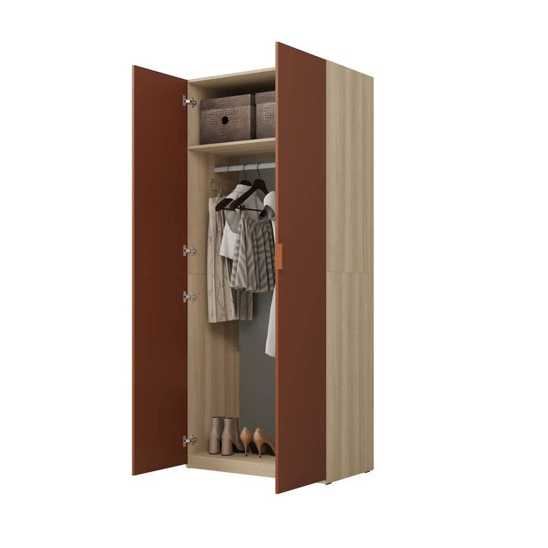 Manufactured Wood Wardrobe, Red/Oak Elegant