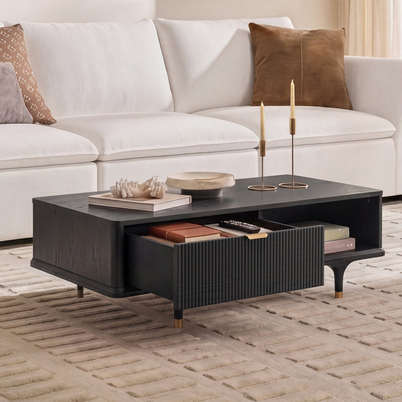 Table basse avec rangement en bois massif Remy