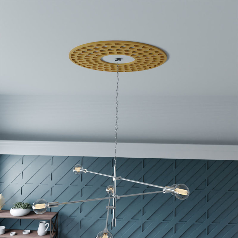 Fink Architectural Grade PVC Pierced Ceiling Medallion, 36" H x 36" W x 1" D, Gold