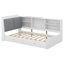 Lit plateforme en bois avec tête de lit, tablettes et 2 tiroirs