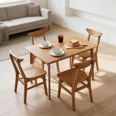 Ensemble de table de salle à manger rustique, ensemble de salle à manger en bois 5 pièces (comprend seulement 1 table de salle à manger et 4 chaises de salle à manger)