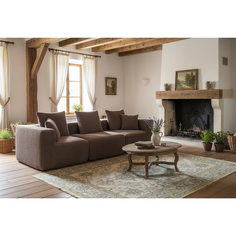 Canapé surdimensionné à assise profonde surdimensionné, canapé modulaire entièrement en mousse 3 pièces en tissu texturé doux, assemblage sans outil, profil bas convenant aux appartements