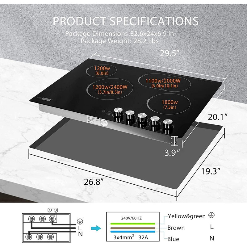 VIVOHOME 30" Black Electric Cooktop