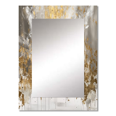 Golden Abstract - Abstract Unique Wall Mirror, Modern Mirror, Printed Metal Art