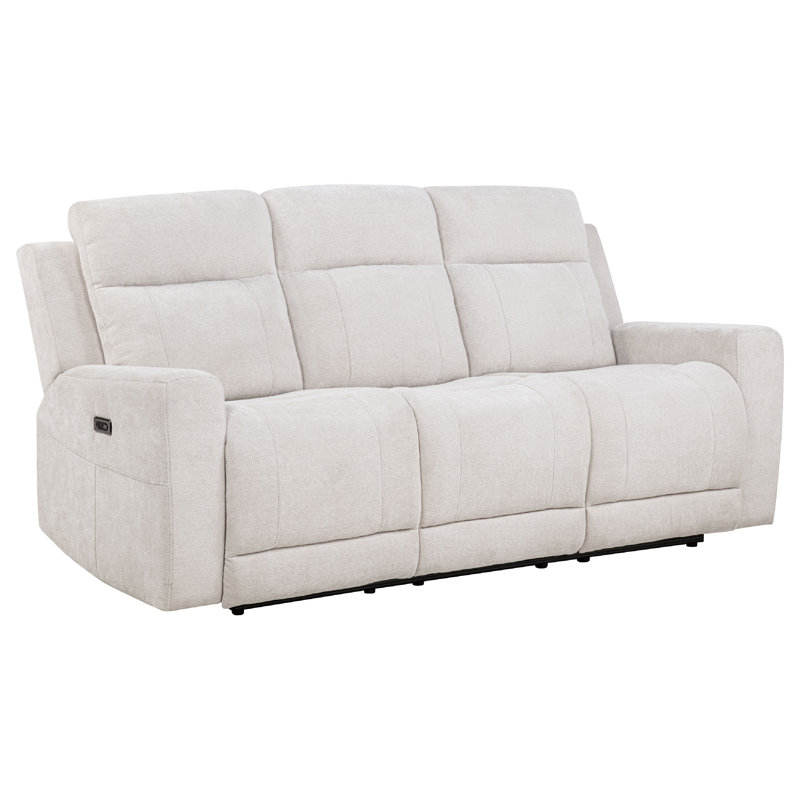 Canapé inclinable électrique avec deux ports USB Kenie, tissu chenille ivoire Kenie