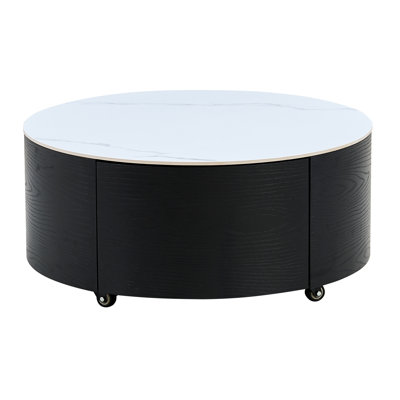 Modern Round Movable Coffee Table With Casters