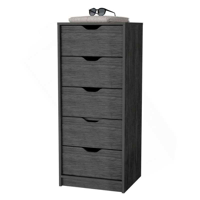 Commode 5 tiroirs Smokey Oak, Gris