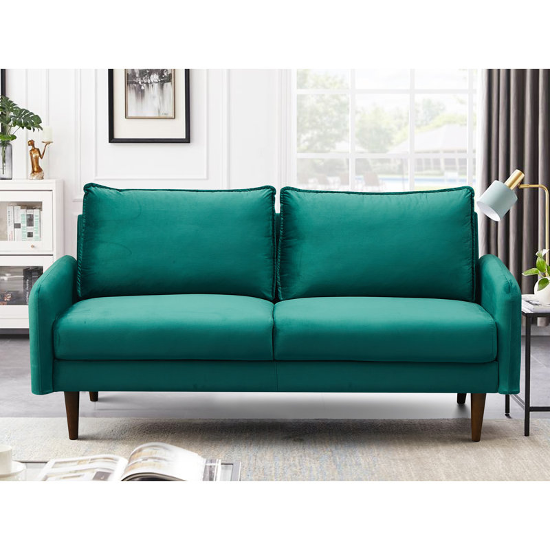 Gelsomino 70.5" Velvet Round Arm Sofa, Green Velvet