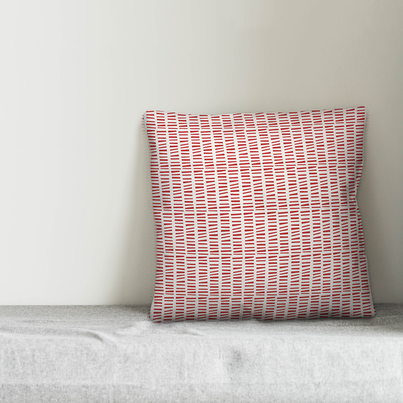 Housse et insert de coussin carré Tally, Blanc / rouge géométrique, 20 po x 20 po