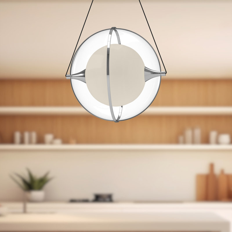 Aries 1 - Light LED Pendant, 12.13" H x 13" W x 12.13" D, Chrome