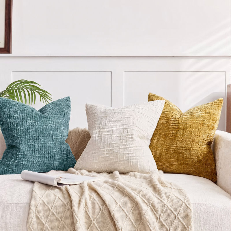 Housses de coussin en chenille texturée, Carré 20 po, Teal