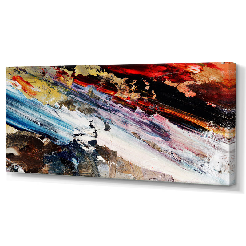 «Colorful Abstract Paint Strokes», reproduction d'art sur toile moderne, L 32 po x H 16 po, Toile tendue