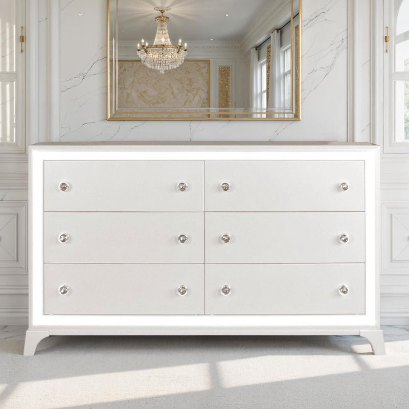Cassie Crystal Inlaid Dresser with Lights