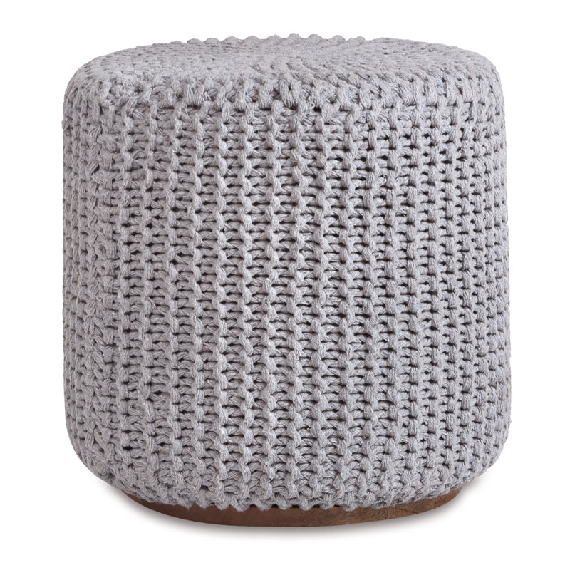 Repose-pieds rembourré en coton Tweedy, 100 % coton gris clair
