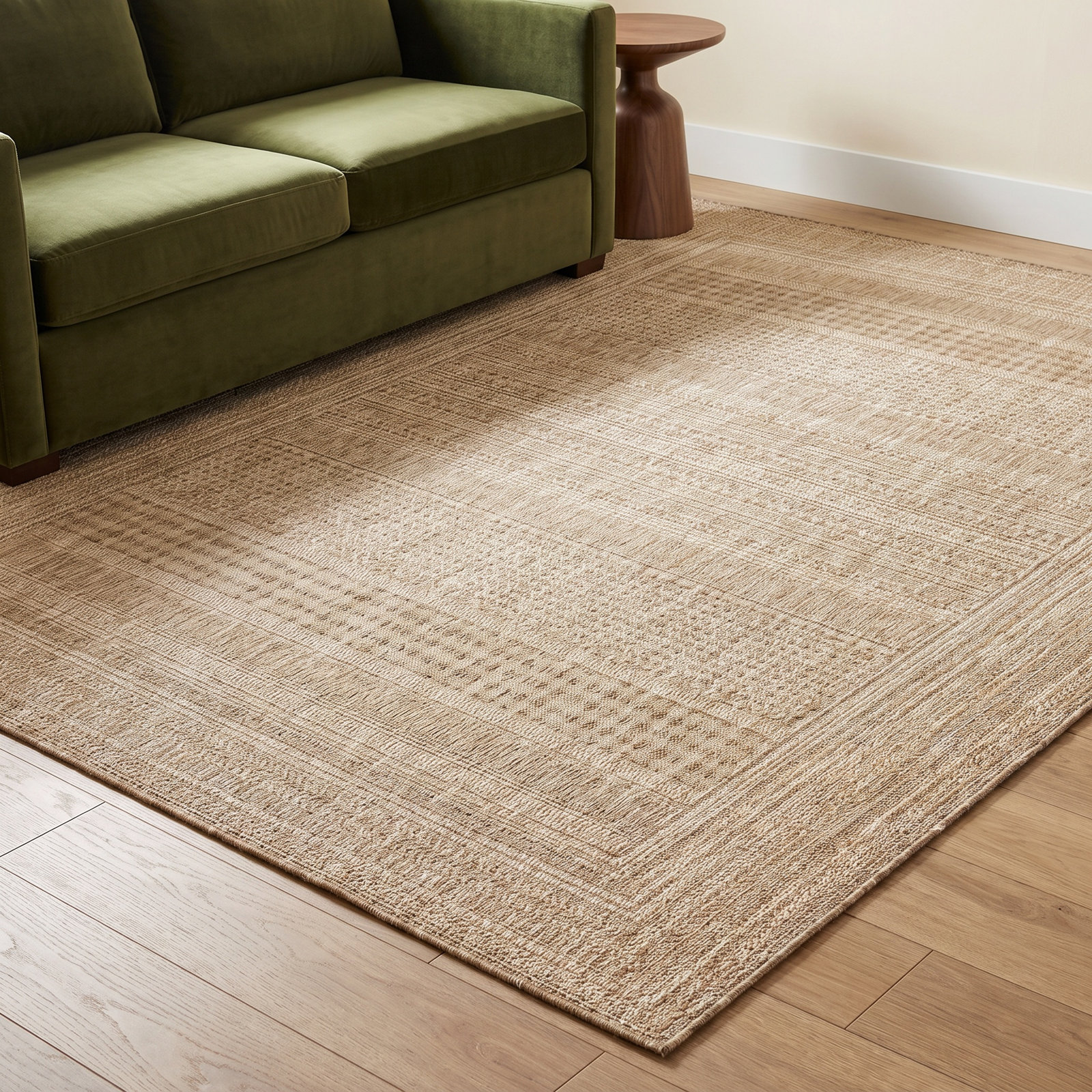 Khaki Oriental Outdoor Rug, Rectangle 9'2" x 12'
