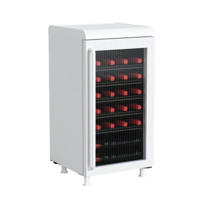Frigidaire 3,1 pieds cubes Réfrigérateur à boissons rétro avec porte en verre trempé, capacité de 117 canettes avec comptoir intégré, blanc