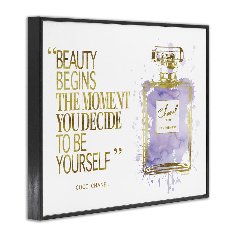 Beauty Begins Designer Quote - bouteille de parfum Glam mauve, Noir, noir, noir, noir, H 14 po x l 11 po