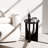 Solid Wood Modern End Table - Distressed Black Finish, Sculptural Pedestal, Easy 5-min Assembly -673875415