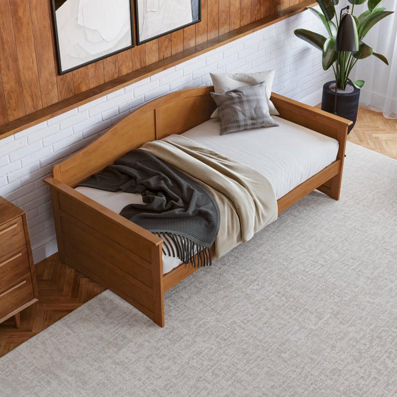 Amalya Modern Solid Wood Twin Daybed, Light Toffee