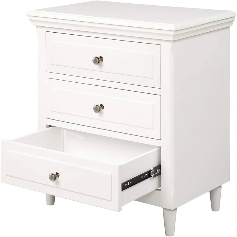 21.65'' W Nightstand, 3 - Drawer Nightstand, Bed Side Table Wood Nightstand Small Bedside Table And Dresser