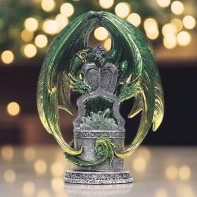 Figurine dragon vert 8,5 "avec boîte à trésor