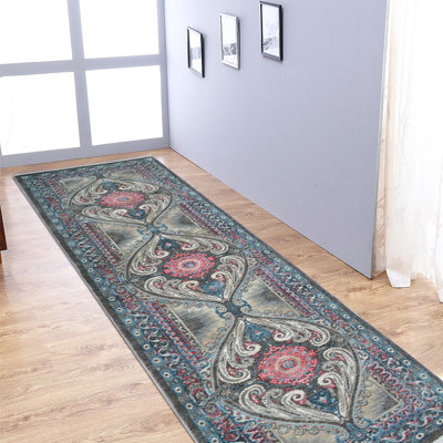 Beier Machine Made Polyester Area Rugs - Runner, Brown Gray Color, Oriental Design, Low Pile Machine Made Area Rugs for Living Room, Bed Room