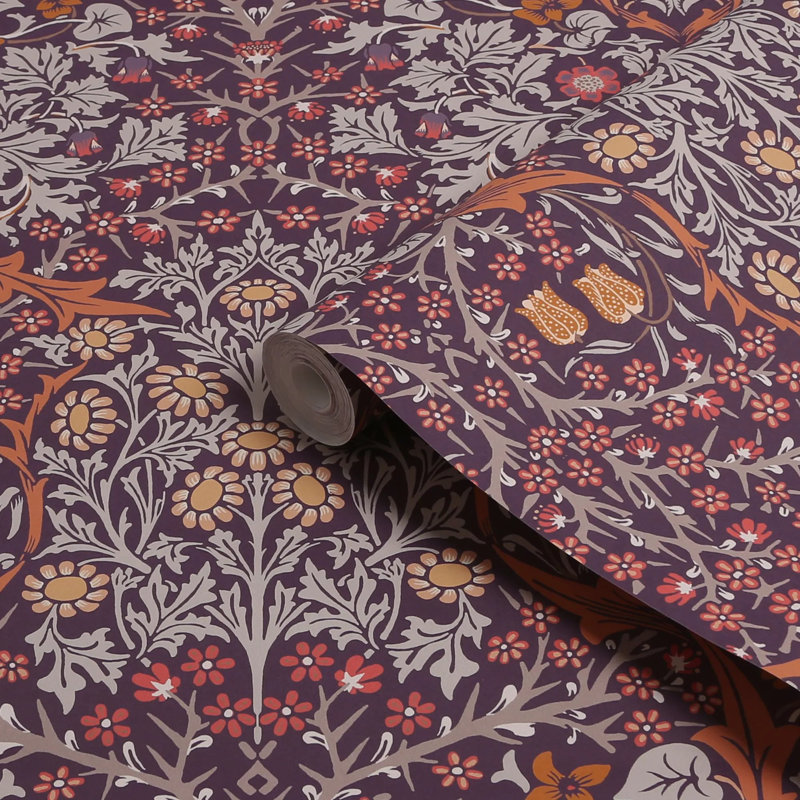 William Morris At Home Blackthorn Floral Wallpaper, Purple