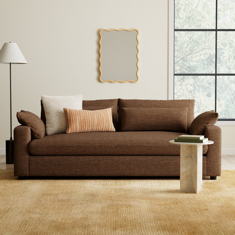 Remy 90'' Upholstered Sofa, Nave Bark Performance Distressed Velvet