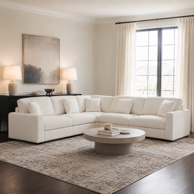 Modern Modular Chenille Cloud Couch 5 Seats Reversible L-Shape Sectional Sofa