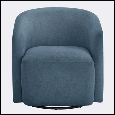 Ardena Blue Swivel Barrel Chair with Durable Polyester/Nylon Fabric and Smooth 360-Degree Swivel, Perfect for Small Spaces