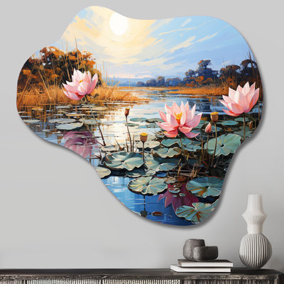 Asian Art Lotus Lake - Cloud Asian Art Metal Wall Decor, Asymmetrical Metal Wall Sculpture Print