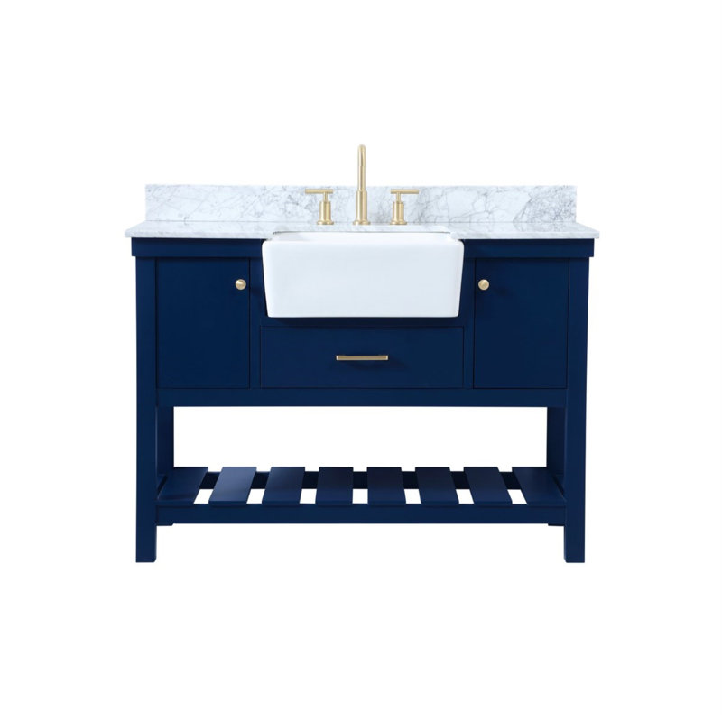Pelaghia 48'' Single Bathroom Vanity with Marble Top, Blue
