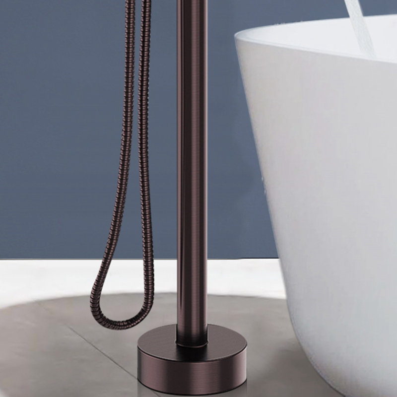 Robinet de baignoire monocommande à fixation au sol avec douche à main, Bronze huilé
