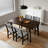 5-Piece Dining Set - 1 Solid Wood Table + 4 Upholstered Chairs-1935280681