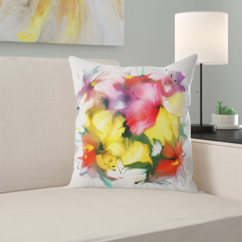 Oreiller avec des fleurs texturées dans plusieurs teintes, 16 po x 1 po, Coussin décoratif
