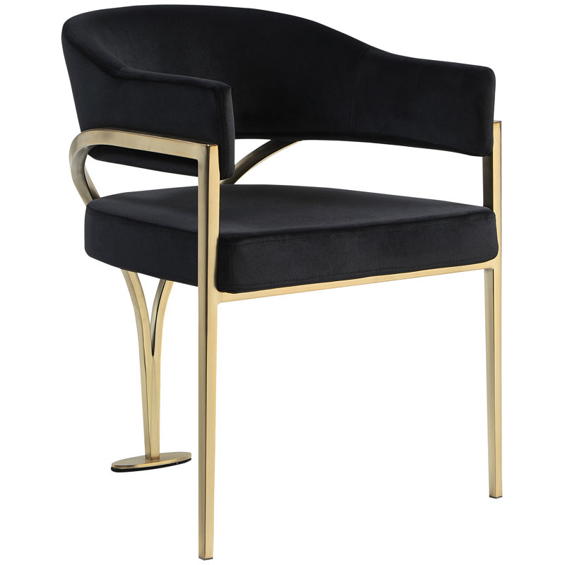 Kirsi Velvet Dining Chair, Gold, Black Velvet
